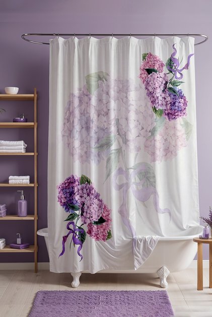 Bathroom Curtain, Pink Lilac Patterned Shower Curtain, Bathtub Curtain 175X200Cm