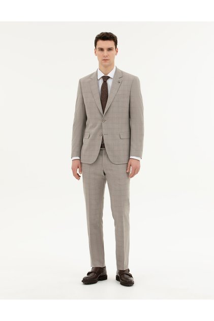 Açık Kahverengi Slim Fit Takım Elbise 50285267-VR002