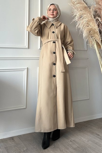 Blair Collared Belted Cashmere Coat - Beige
