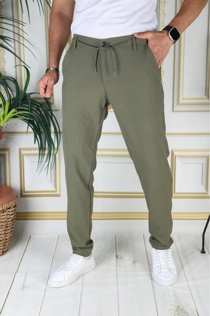Men's Khaki Italian Cut Quality Flexible Slim Fit Lycra Elastic Stylish Cotton Fabric Trousers School