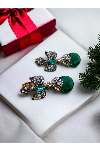 Cat's Eye Crystal Stone Dangle Swallow Figure Earrings