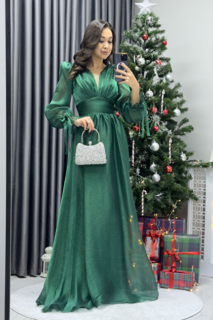 thezkscom Asymmetrical Skirt Emerald Green Watermelon Sleeve Princess V Neck Evening Dress Lilac, Cream, Powder, Petrol Blue- Trendyol thezkscom Asymmetrical Skirt Emerald Green Watermelon Sleeve Princess V Neck Evening Dress Lilac, Cream, Powder, Petrol Blue- Trendyol
