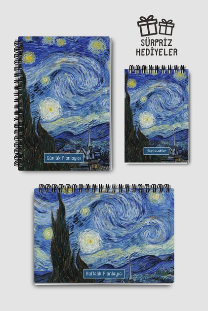 Van Gogh 3'lü Planlama Seti, Günlük Planlayıcı, Haftalık Planlayıcı, Yapılacaklar, Akademik Ajanda