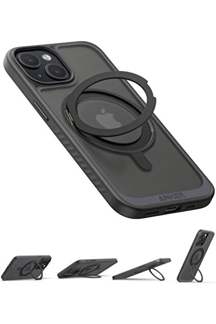 MagSafe Phone Case for iPhone 16 Pro Max Case, Anti-Slip & Drop-Proof, 360° Ring Stand, Black
