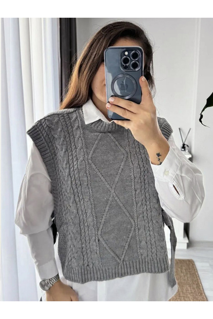 Land Tie Women's Sweater with Knitting Detail