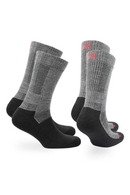 Leonardo Merino Wool Outdoor Hiking Socks 2-Pack Gray