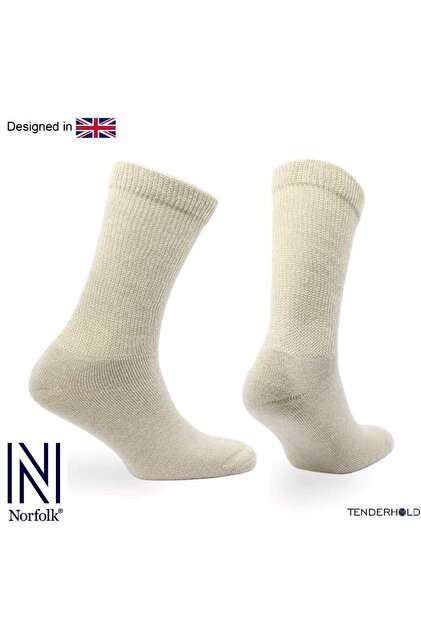 Peter Full Cushioned Extra-Wide Socks with Wool Stretch+ Technology 2 Pairs Pack Cream