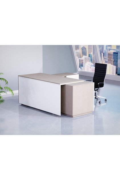 Light Concrete-Premium White ED3-LSLCW Executive Desk 180 cm