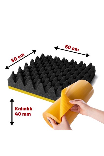 Ses Yalıtımı Yapışkanlı Akustik Yanmaz yumurta Sünger (40 mm 50x50)