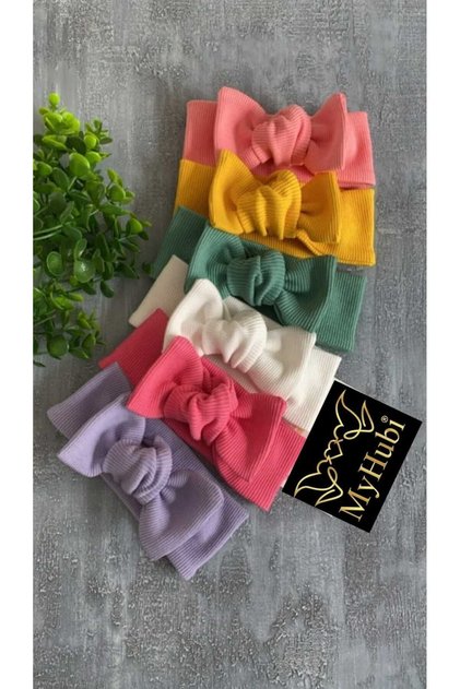 6-Piece Combination Handmade Ribbed Baby Girl Bandana