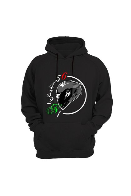 Motorcycle Helmet and Gear Shifts Printed Biker 1N23456 Regular Fit 100% Cotton Black Sweatshirt