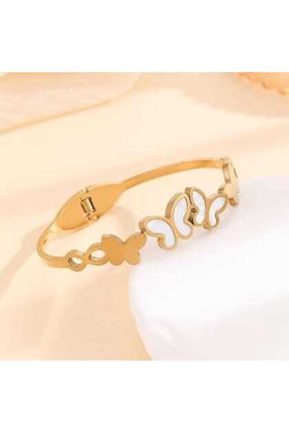 Butterfly Figured Steel Cuff Bracelet