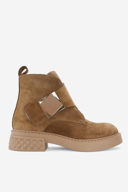 Women's Tan Suede Genuine Natural Leather Number 36-41 Short Boots & Booties