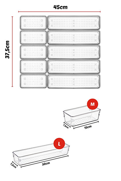 Nandy Home 10 Parça Çekmece İçi Kaşıklık, Düzenleyici, Organizer