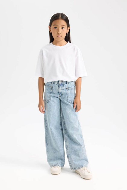 Girl's Wide Leg Wide Wide Leg Pocket Trousers D3719A824Wn