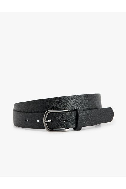 Faux Leather Belt with Buckle