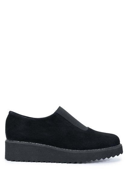 Women's Genuine Leather Black Suede Casual Shoes