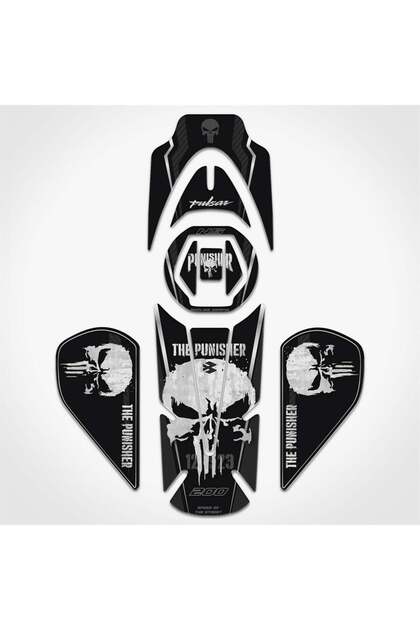 Bajaj Pulsar NS 200 Tank Pad Set Karbon Punisher Serisi Siyah-Karbon