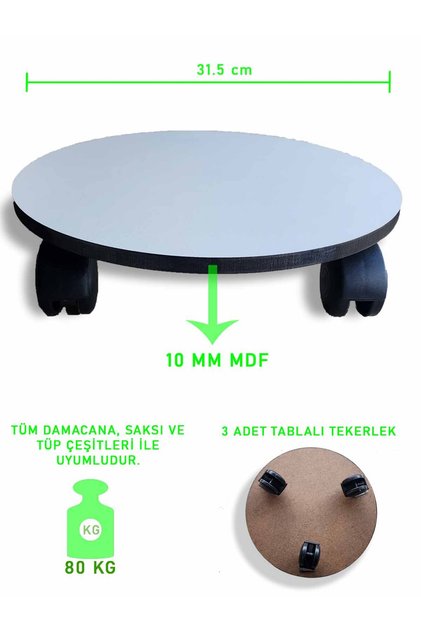 Mdf Wheeled Bottle, Flower Pot and Tube Transport Device – 31.5 Cm, 80 kg Capacity Stand