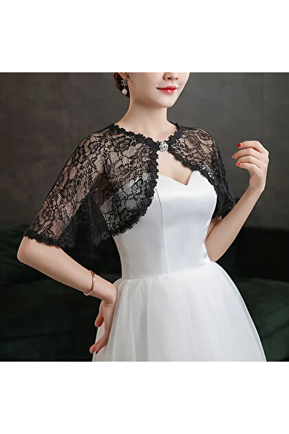Eva Flore Stylish Black Lace Shawl