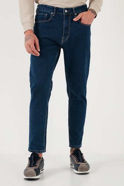 Stretch Cotton Slim Fit Regular Waist Pipe Leg Jeans Men's Jeans Pants 5900S34Milano