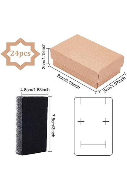 5x5x5cm Deep Sapphire 24 Pack 3x2x1 Inches Necklace Earring Ring Box Rectangle Kraft Cardboard Jewel