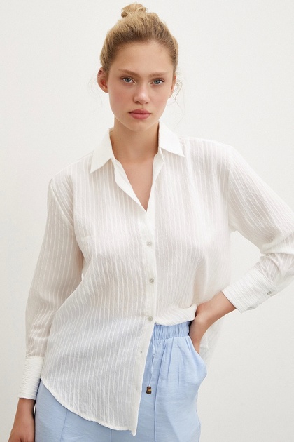 Stripe Patterned Shirt White