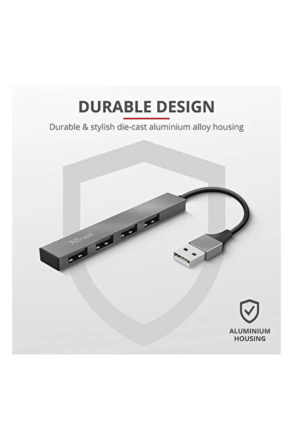 Trust 23786 Halyx Mini Usb 2 Hub Alüminyum 4 Bağlantı Noktalı Pc