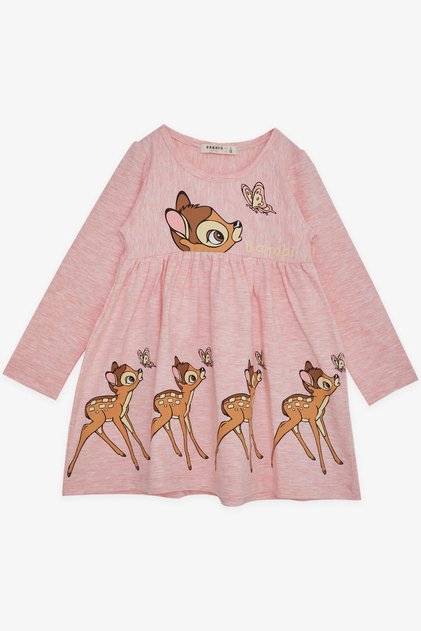 Girl's Long Sleeve Dress Cute Ceylan Printed 2-6 Years, Salmon Melange