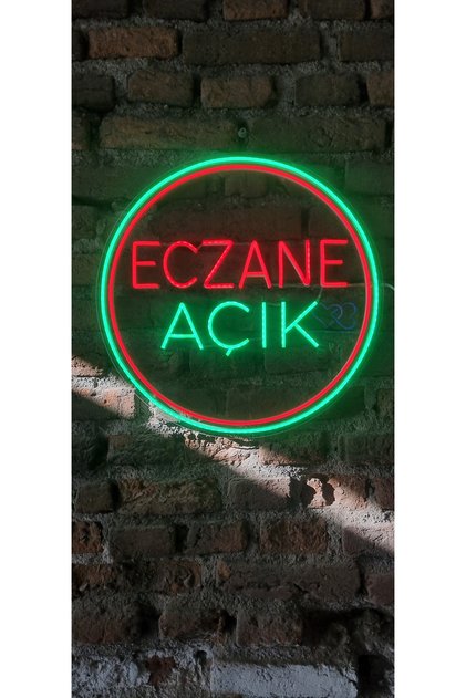 Açık eczane yazısı neon led aydınlatma