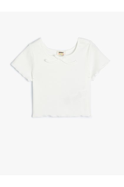 Crop T-Shirt Short Sleeve Ribbed Cotton