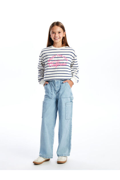 Girls' Jeans with Adjustable Elastic Waist - W4Id32Z4