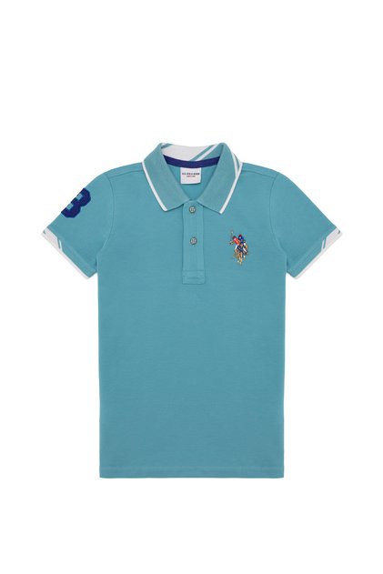 Boy's Turquoise Basic Polo Neck T-Shirt 50249580 -Vr093