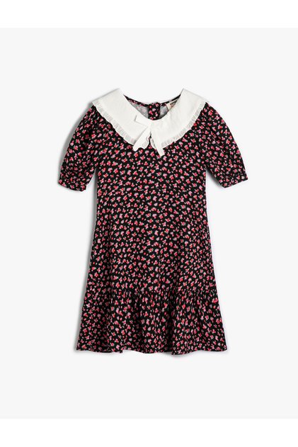 Viscose Floral Dress Baby Collar