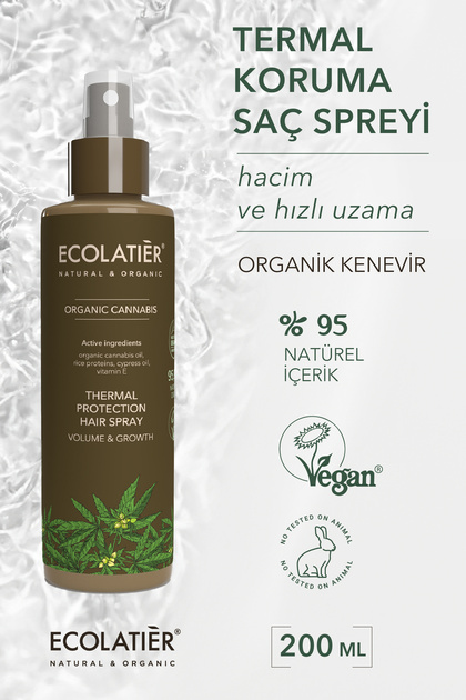 Isı Koruyucu Termal Saç Spreyi Organik Kenevir Güçlendirici Saç Bakım Spreyi 200 ml