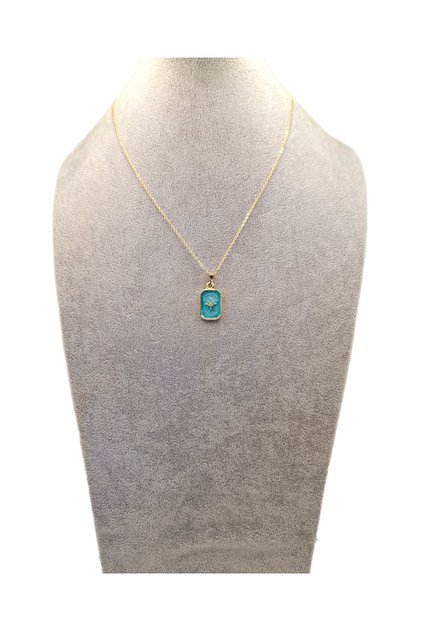 Gold Color Green Turquoise Polar Star Necklace