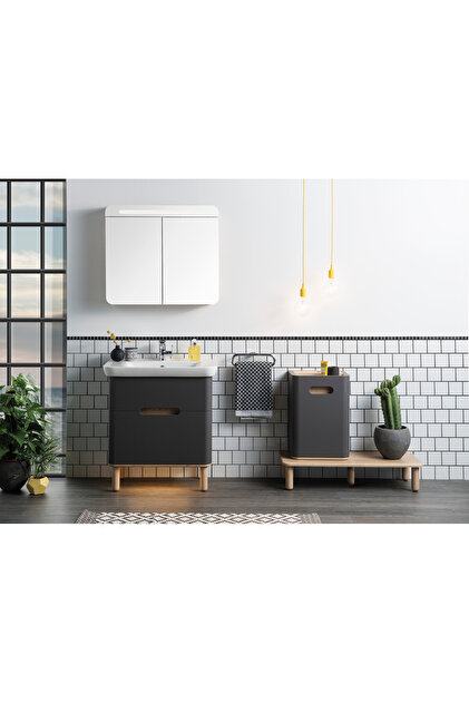 VitrA Sento 60896 Aydınlatmalı Dolaplı Ayna, 80 cm, Açık Meşe
