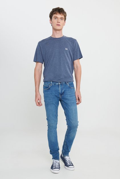 Skinny Fit Dar Kesim Normal Bel Dar Paça Malone Erkek Açık Mavi Pamuklu Esnek Jean Kot Pantolon