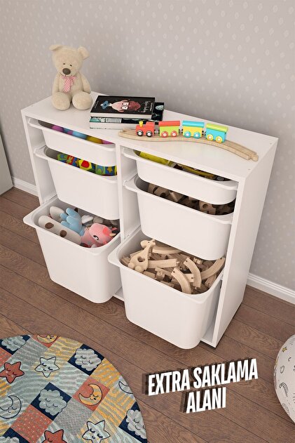 Pratico Carla Beyaz Ultra Derin Sepetli Çok Amaçlı Dolap Oyuncak