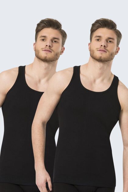 131 Black Men's 2-Piece Sports Ribbed Tank Top