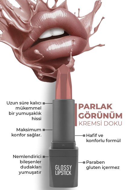 315 Glossy Plum Parlak Ruj - Nemlendirici Etkili Pürüzsüz Dudak Görünümü - Glossy Lipstick