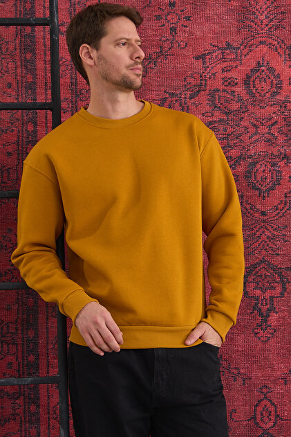 MAXIMILLIAN Erkek %100 Pamuk Oversize Bisiklet Yaka Basic 3 İplik