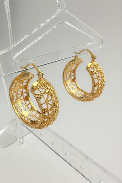 Gold Yellow Solid Brass Basket Earrings