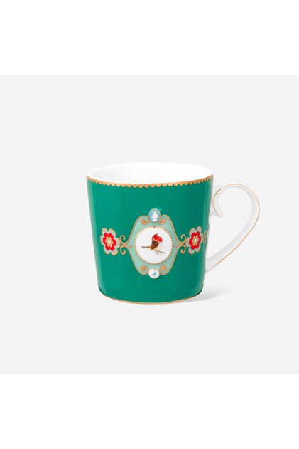 Love Birds Green Porcelain Mug 150 Ml