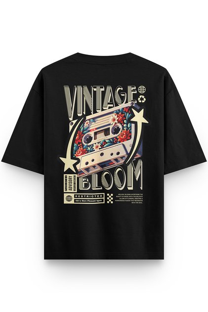 Black Oversize Tshirt Vintage Printed Oversize Text Unisex T-Shirt 1237
