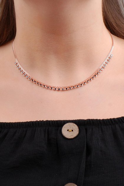 Rose Gümüş Choker Kolye 6571