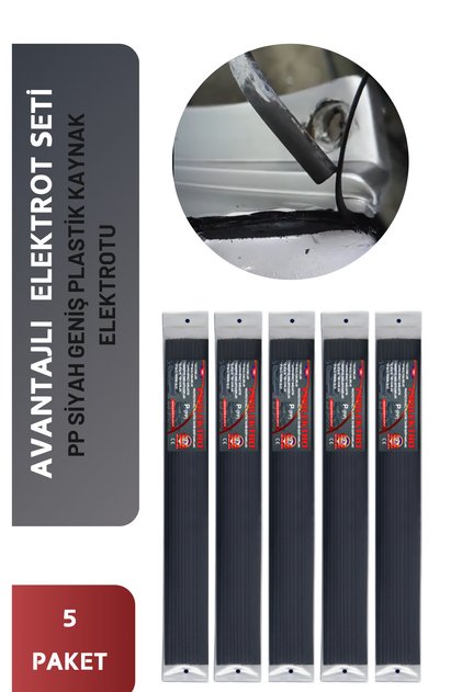 AVANTAJLI 5 PAKET PP SİYAH GENİŞ PLASTİK KAYNAK ELEKTROTU