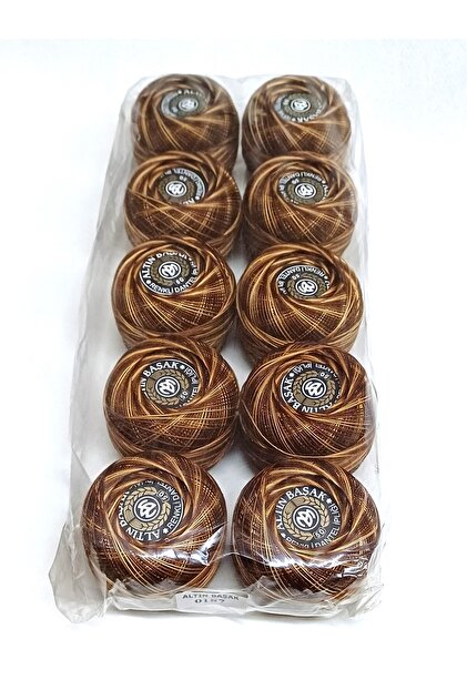 Eaphi TAPE EMBROIDERY MIX KNIT ブラウン Altınbaşak Dantel Ipliği 50 Numara 20 gram - (10 ADET - RENK: 187