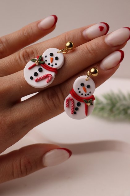 Polymer Clay Handmade Cardan Man Earrings Christmas New Year Gift Fun Women Earrings