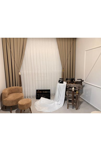 Roma 18542-D Beige Linen Single Wing (Without Flat) Fon Curtain